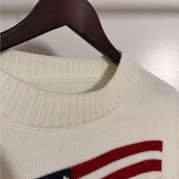 White American Flag Oversized Crew Neck Sweater Womens Large - Picture 5 of 7